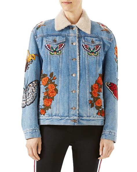 embroidered denim gucci|genuine gucci denim jacket.